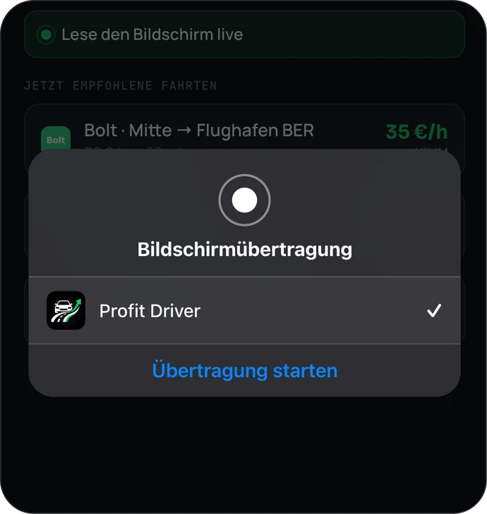 Starte die Übertragung in Profit Driver